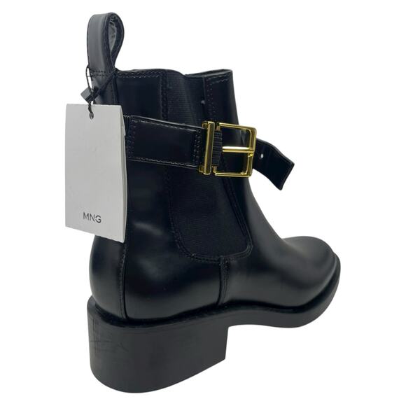 Mango Black Slip On Chelsea Boots Elastic Panel & Buckle Size 37/ 6.5 - Picture 12 of 12